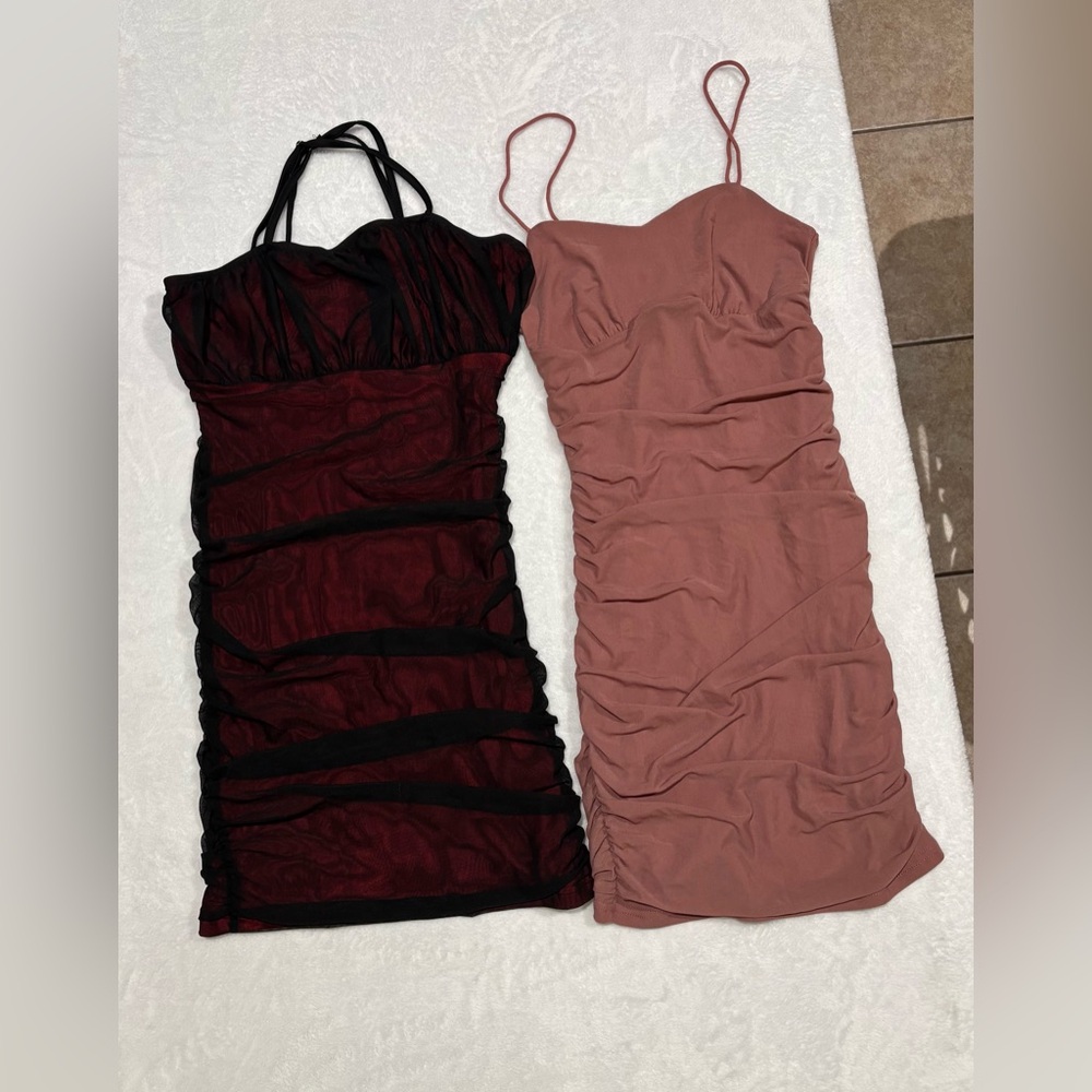 SHEIN Black and Pink Mini Dress Set